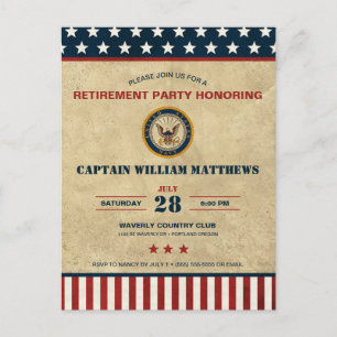 U.S. Navy Retirement Party Invitation Postcard