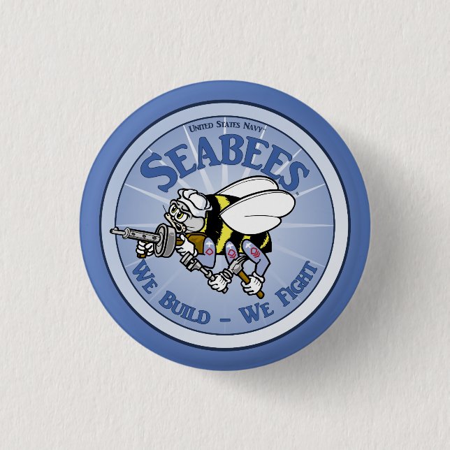 U.S. Navy Seabee 1 Inch Round Button (Front)