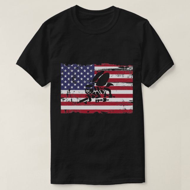 U.S. Navy Seabees American Flag Seabee Logo    T-Shirt (Design Front)