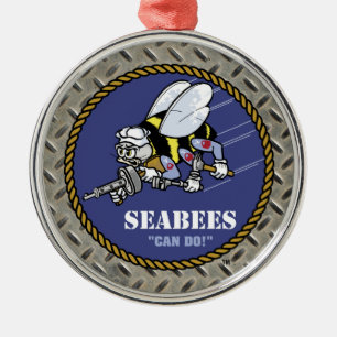 U.S. Navy   Seabees Metal Ornament