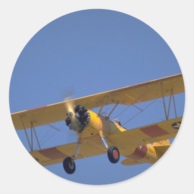 U.S. Navy version, Stearman N3N3 Classic Round Sticker (Front)