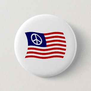 U.S. Peace Sign Flag Button