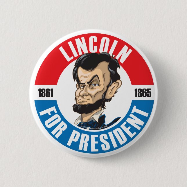 U.S. Presidents Campaign Button: #16 Lincoln 2 Inch Round Button (Front)