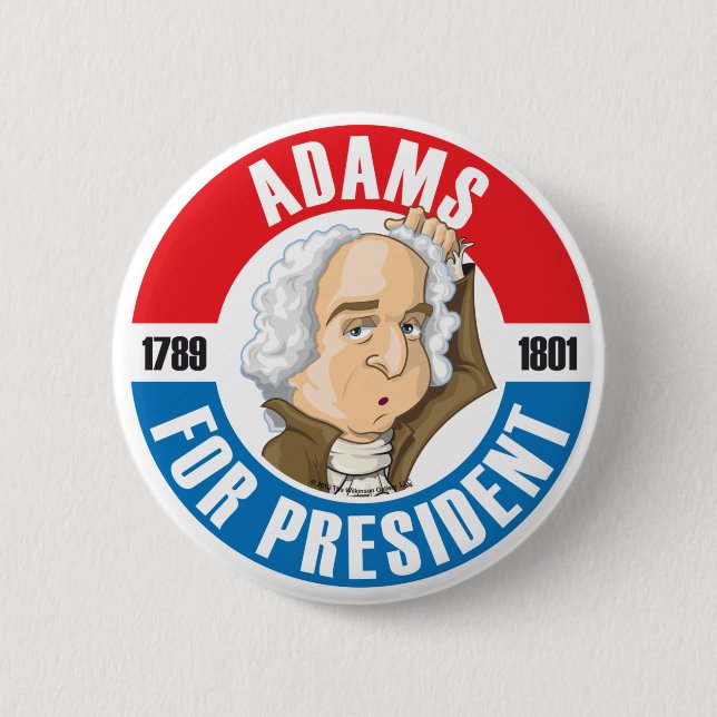 U.S. Presidents Campaign Button: #2 John Adams 2 Inch Round Button (Front)