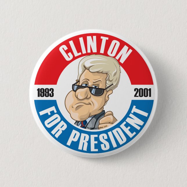 U.S. Presidents Campaign Button: #42 Bill Clinton 2 Inch Round Button (Front)