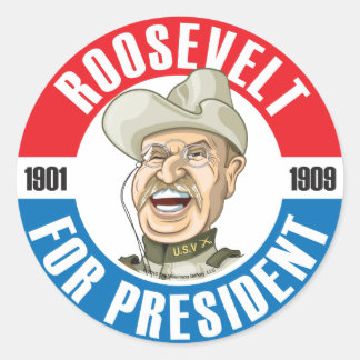 U.S. Presidents Campaign Sticker: #26 Roosevelt Classic Round Sticker