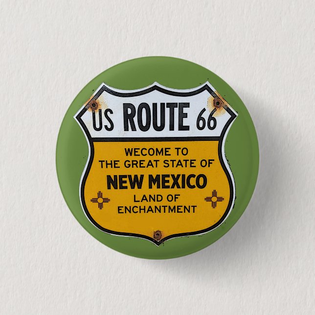 U.S. Route 66 New Mexico Travel  Pinback  1 Inch Round Button (Front)