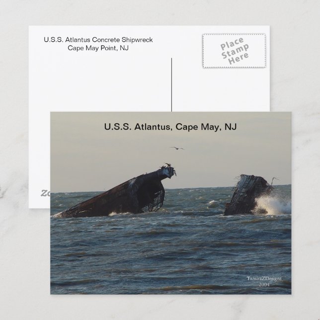 U.S.S. Atlantus Ship, New Jersey Postcard (Front/Back)