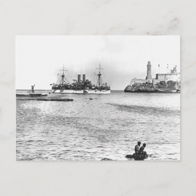 U.S.S. Maine Entering Havana Harbour Postcard (Front)