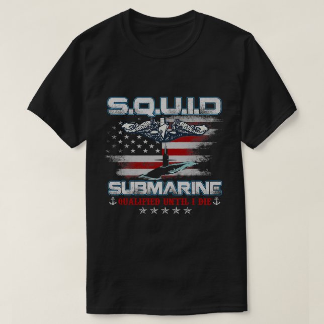 U.S. Submarine Service Veteran Submariner USA Flag T-Shirt (Design Front)
