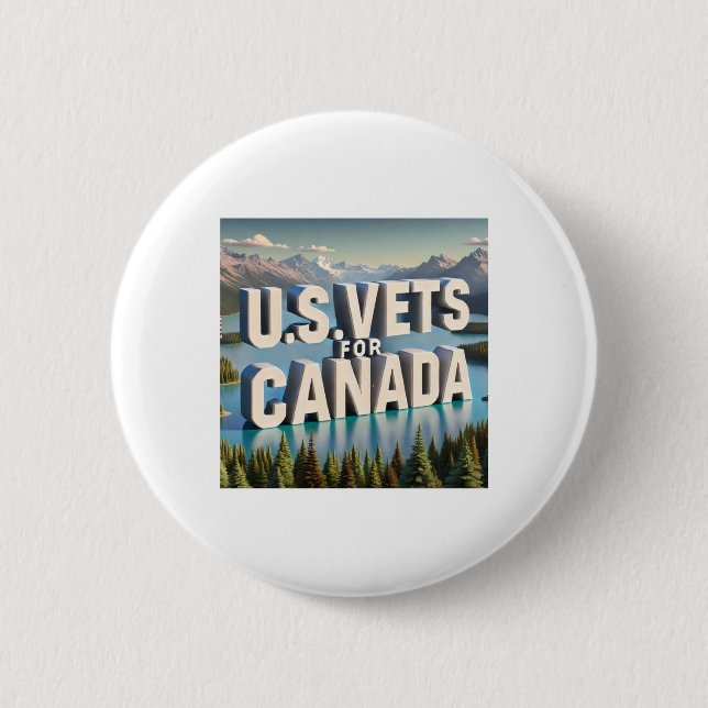 U.s. Veterans Stand With Canada Sticker  2 Inch Round Button (Front)