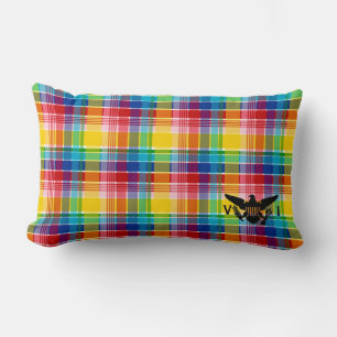 U.S. Virgin Islands Flag (Black), Madras Lumbar Pillow