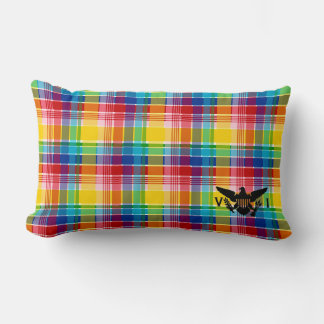 U.S. Virgin Islands Flag (Black), Madras Lumbar Pillow