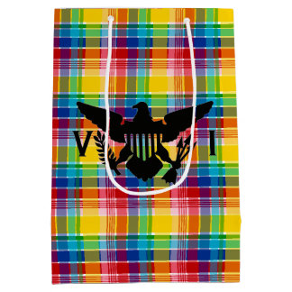 U.S. Virgin Islands Flag (Black), Madras Medium Gift Bag
