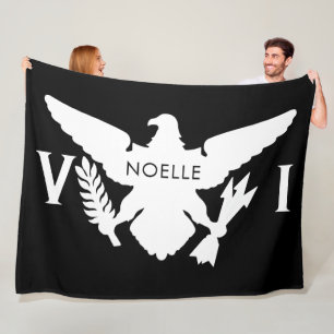 U.S. Virgin Islands Flag, Black & White Fleece Blanket