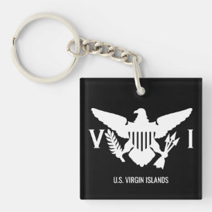 U.S. Virgin Islands Flag   Black & White Keychain