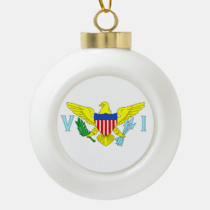 U.S. Virgin Islands Flag Ceramic Ball Christmas Ornament