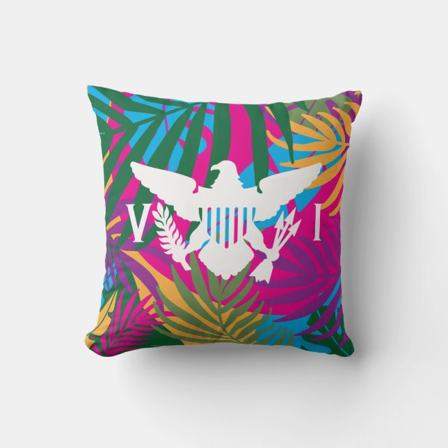 U.S. Virgin Islands Flag, Colourful Tropical Throw Pillow (Front)
