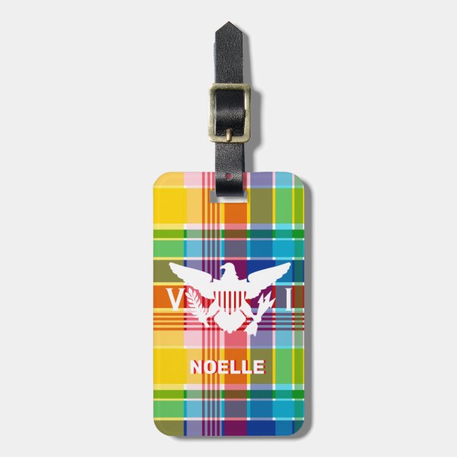 U.S. Virgin Islands Flag, Madras Luggage Tag (Front Vertical)