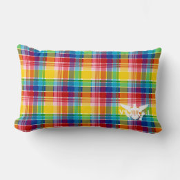 U.S. Virgin Islands Flag, Madras Lumbar Pillow