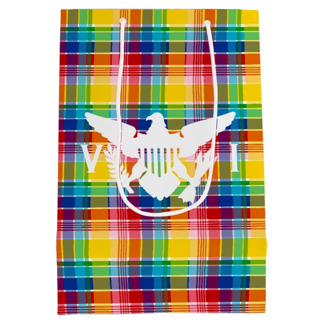 U.S. Virgin Islands Flag, Madras Medium Gift Bag (Back)