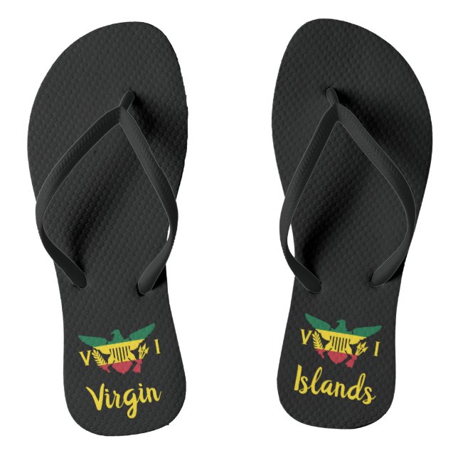 U.S. Virgin Islands Flag, Rasta Flip Flops (Footbed)