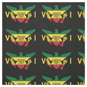 U.S. Virgin Islands Flag, Rasta, Green Yellow Red Fabric