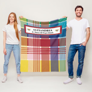 U.S. Virgin Islands Flag St. Thomas Madras Custom  Fleece Blanket