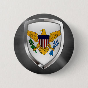 U.S. Virgin Islands Metallic Emblem 2 Inch Round Button