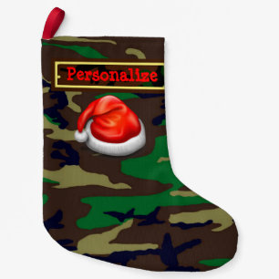 U.S. Woodland Camo Christmas Stocking w/Santa Hat