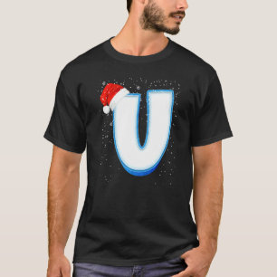 U Snowy Capital Christmas Monogram Alphabet Letter T-Shirt