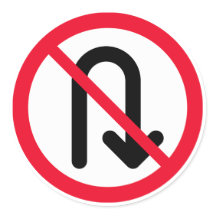 U Tourner Signal interdit | Stickers ronds classiq