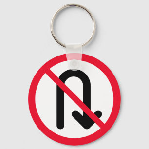 U Turn Prohibited Metal Circle Keychain