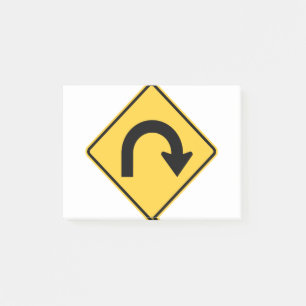 U-turn symbol post-it notes