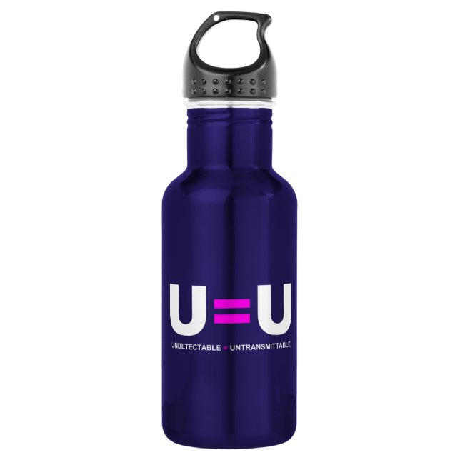 U=U HIV Undetectable Equals Untransmittable 532 Ml Water Bottle (Front)