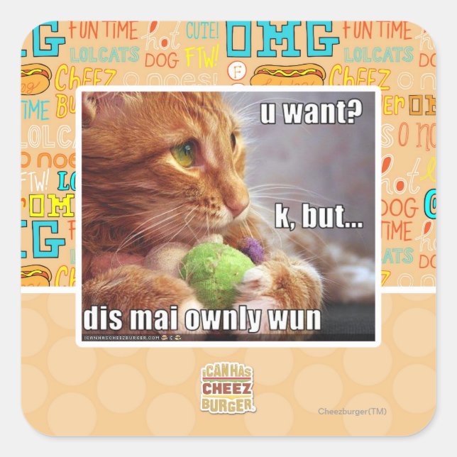 U want? square sticker (Front)