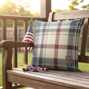 UA 250 American Plaid Shield Motif ID1301 Throw Pillow