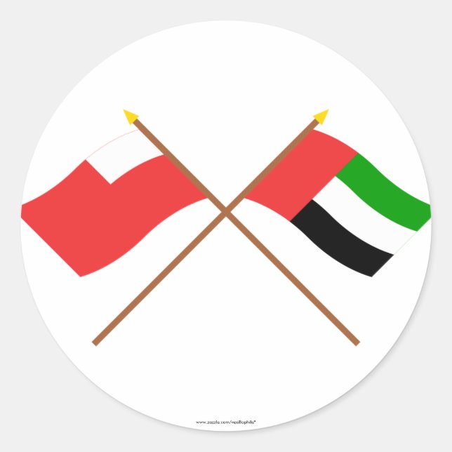 UAE and Abu Dhabi Crossed Flags Classic Round Sticker (Front)