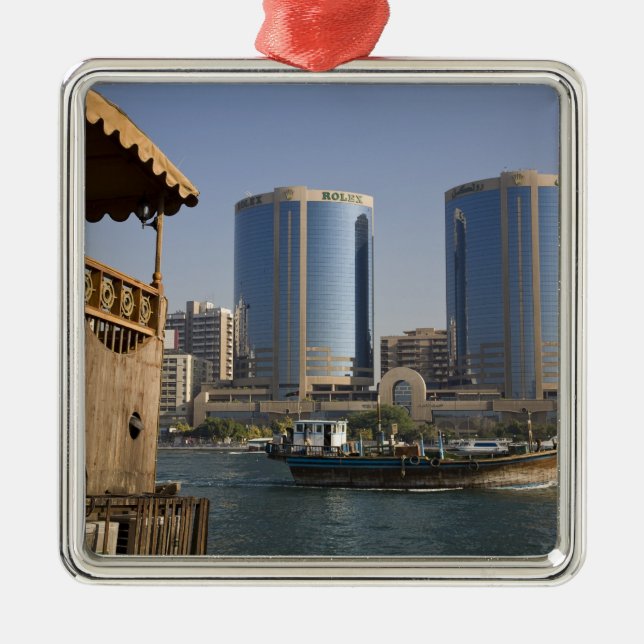 UAE, Dubai, Dubai Creek. Dhow cruises channel Metal Ornament (Front)