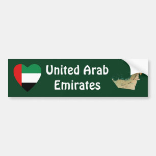 UAE Flag Heart + Map Bumper Sticker
