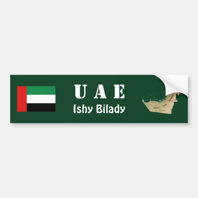 UAE Flag + Map Bumper Sticker (Front)