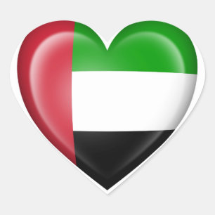 UAE Heart Flag on White Sticker