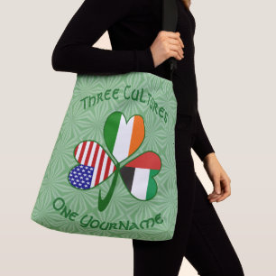 UAE Ireland USA Shamrock Flag Personalized Text Crossbody Bag