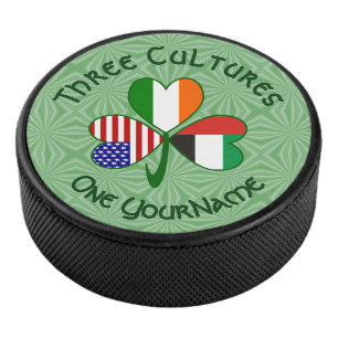 UAE Irish American Shamrock Flag Personalized Hockey Puck
