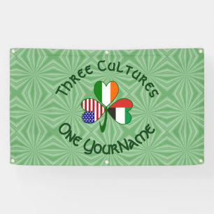 UAE Irish USA Flags Shamrock Personalized Banner