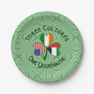 UAE Irish USA Flags Shamrock Personalized Paper Plate