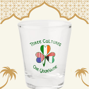 UAE Irish USA Flags Shamrock Personalized  Shot Glass