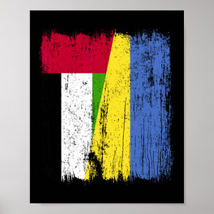 Uae Ukraine Half Flag Emirati Ukrainian Heritage Poster