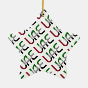 UAE United Arab Emirates Flag Colors Typography Ceramic Ornament