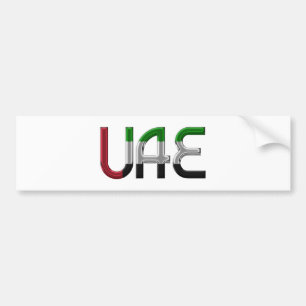 UAE United Arab Emirates Flag Colours Typography Bumper Sticker